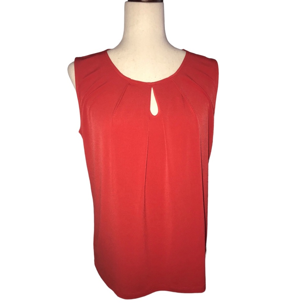 Jones Studio Sleeveless Pullover Blouse 
Coral Medium Keyhole Round Neckline